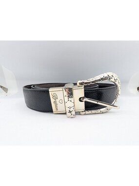 Brighton Belt Women's 38 Medium Leather Black Silver tone w/hearts 36”